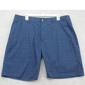 Callaway Mens Blue Grid Print Stretch Golf Shorts Size 38 Flat Front Athletic